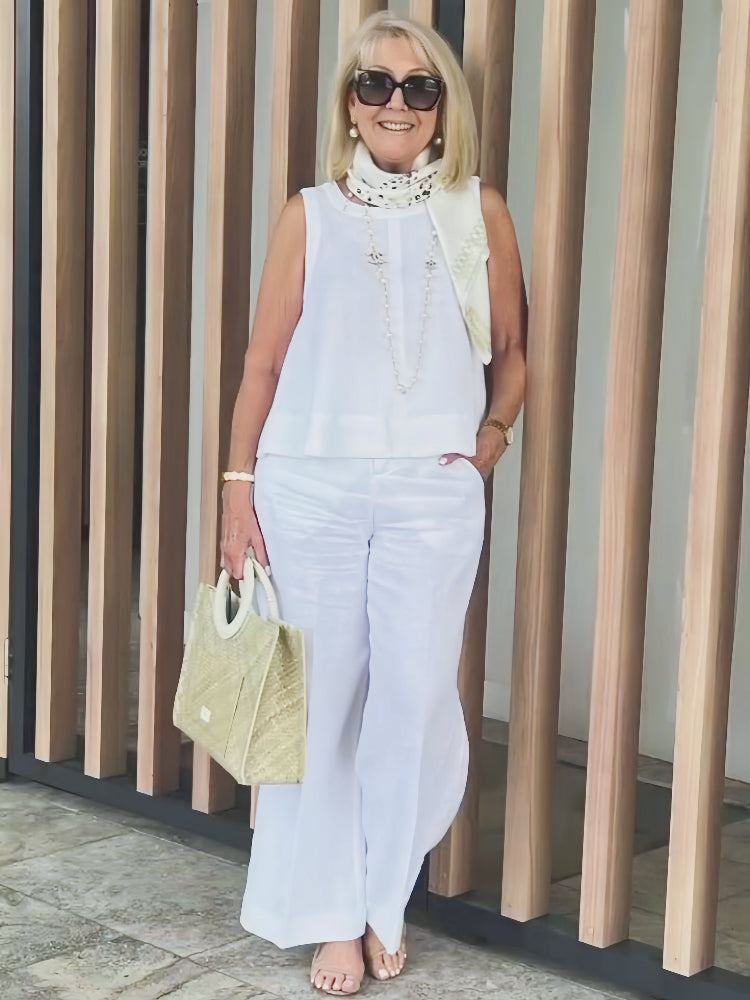 Trinidad | Coordinato Bianco Blusa e Pantalone Ampio