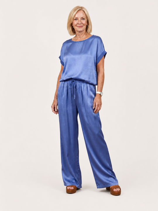 Carlotta | Set con pantaloni a gamba larga e top a maniche corte con coulisse