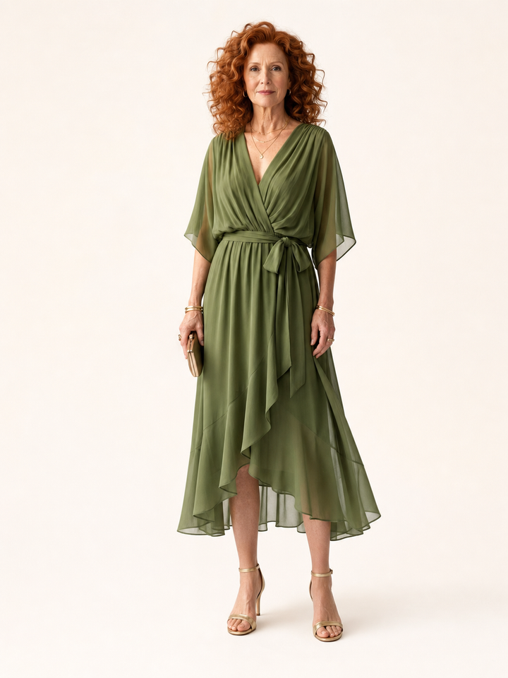 Rosalia | Abito Midi Drappeggiato Leggero