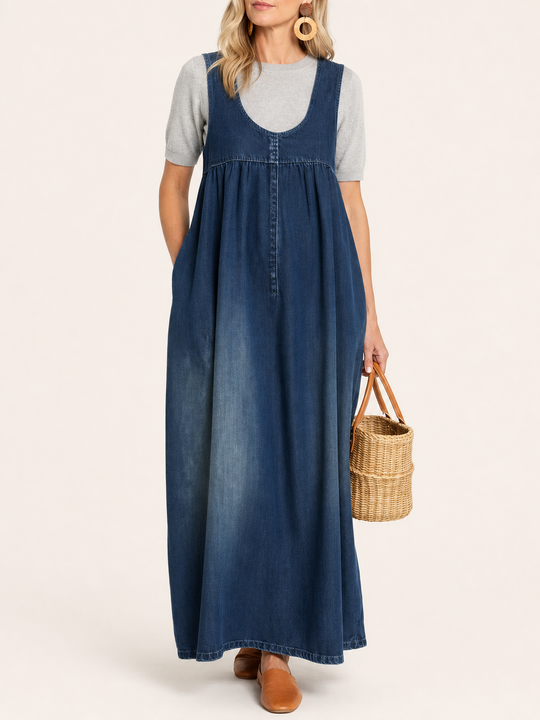 Karen | Abito Maxi Vintage in Denim Effetto Cotone