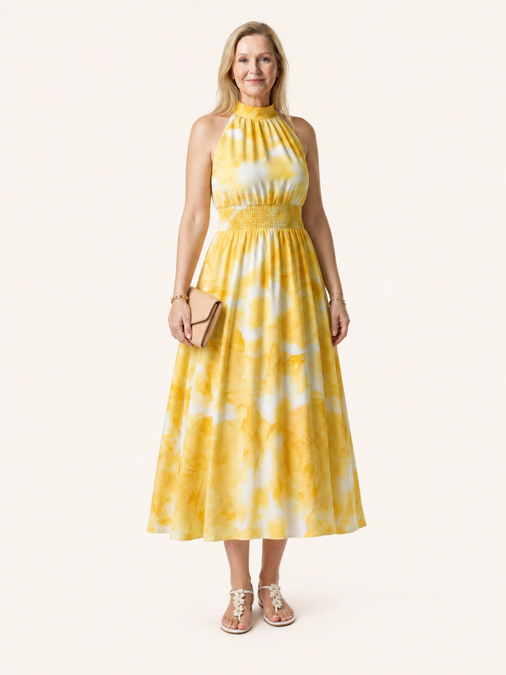 Sylin | Abito Midi con Scollo All’Americana e Vita Arricciata