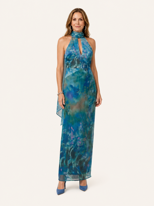 Juniper | Abito Maxi Halter Senza Maniche con Apertura Keyhole
