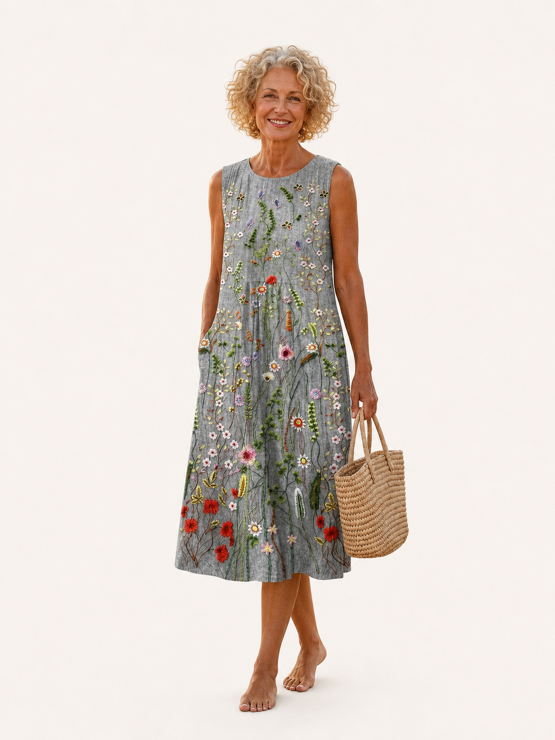 Talia | Abito Midi Fiori di Campo