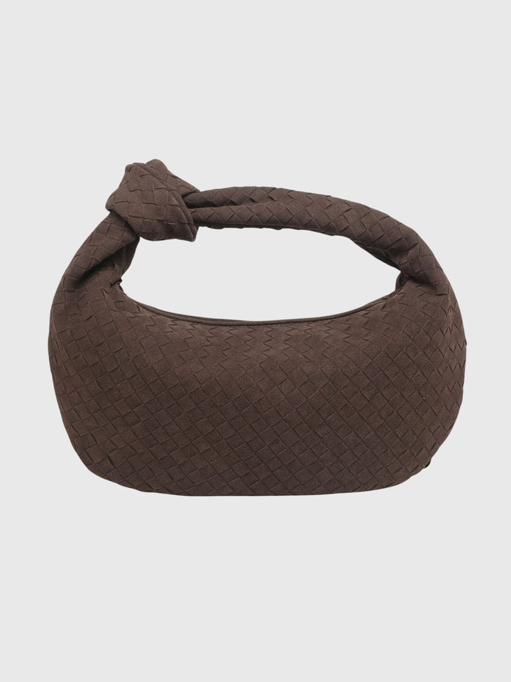 Celeste | Borsa Media Suede Intrecciata con Nodo