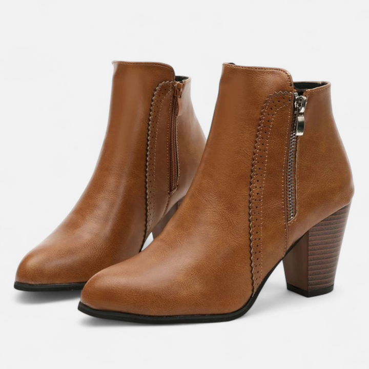 Elowen | Stivaletti Retro con Tacco e Zip Laterale