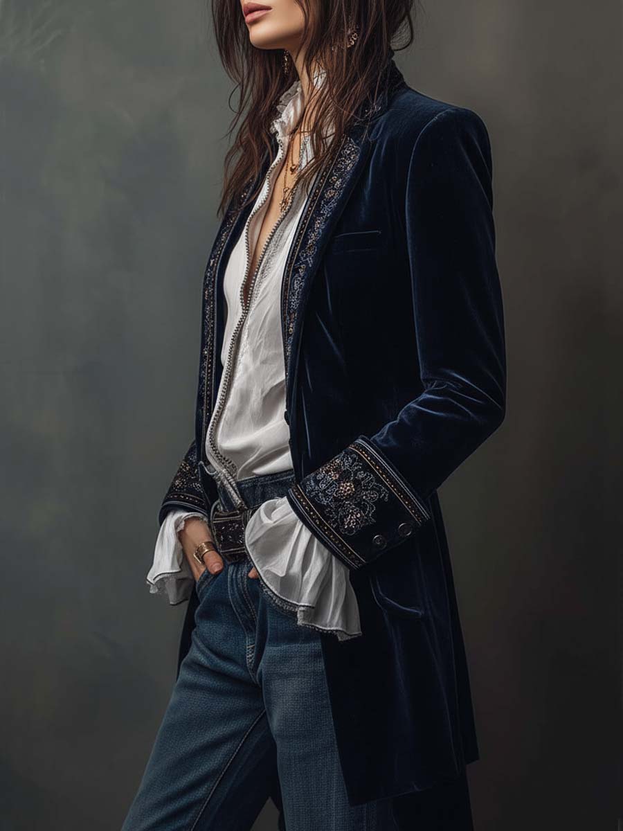 Athénaïs | Giacca Vintage Blu Navy - immagine 4