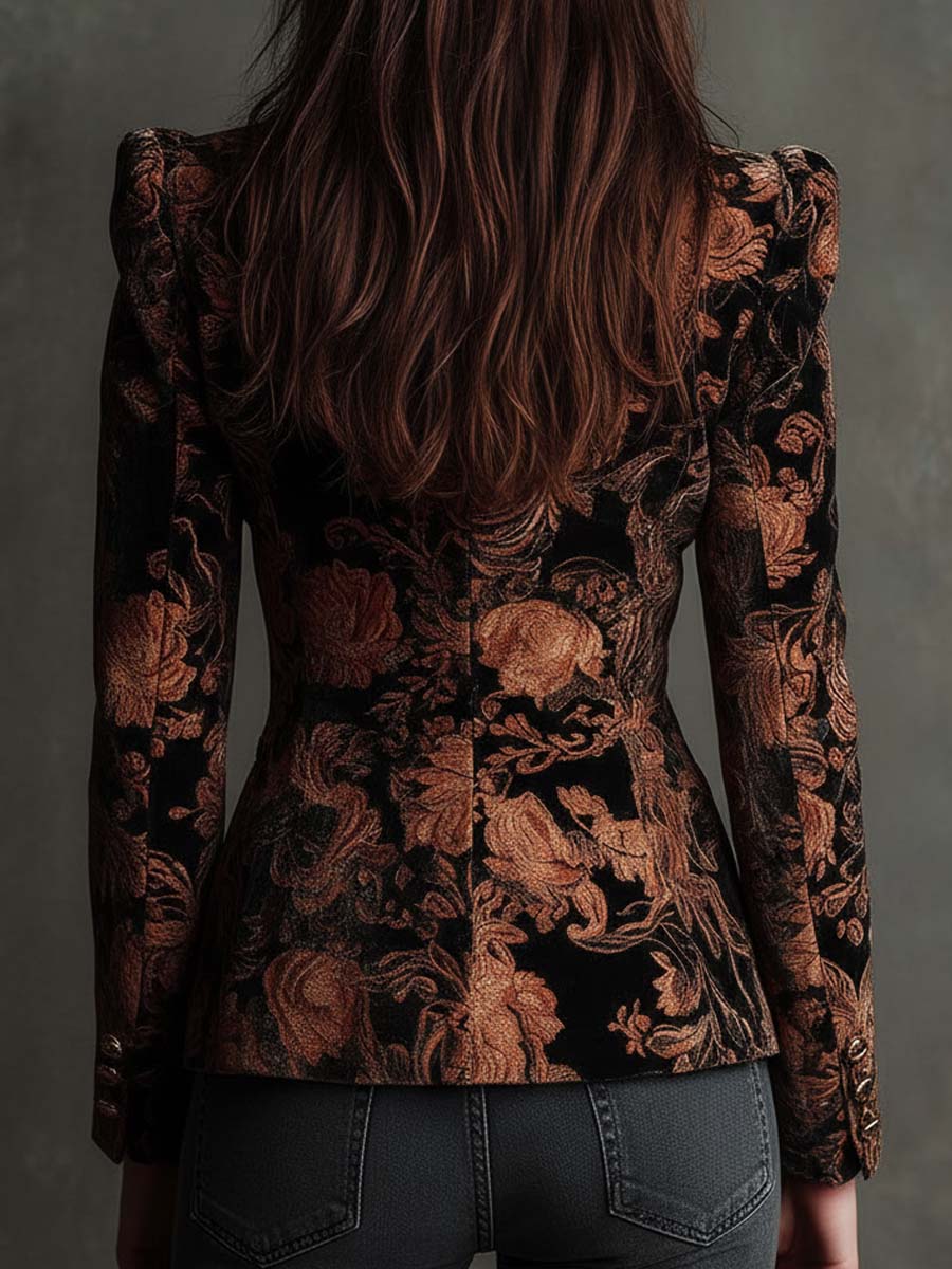 Bertille | Blazer Floreale Nero e Bronzo - immagine 6