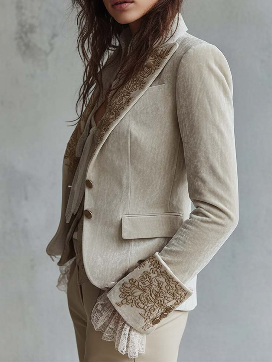 Constance | Blazer Sartoriale Avorio Ricamato - immagine 2