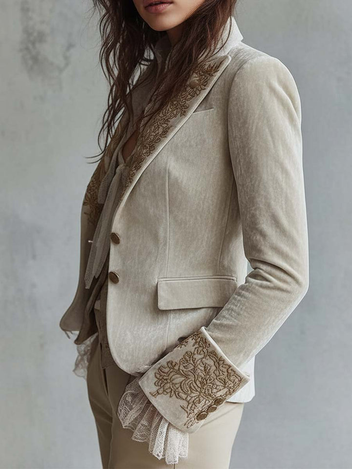 Constance | Blazer Sartoriale Avorio Ricamato - immagine 2