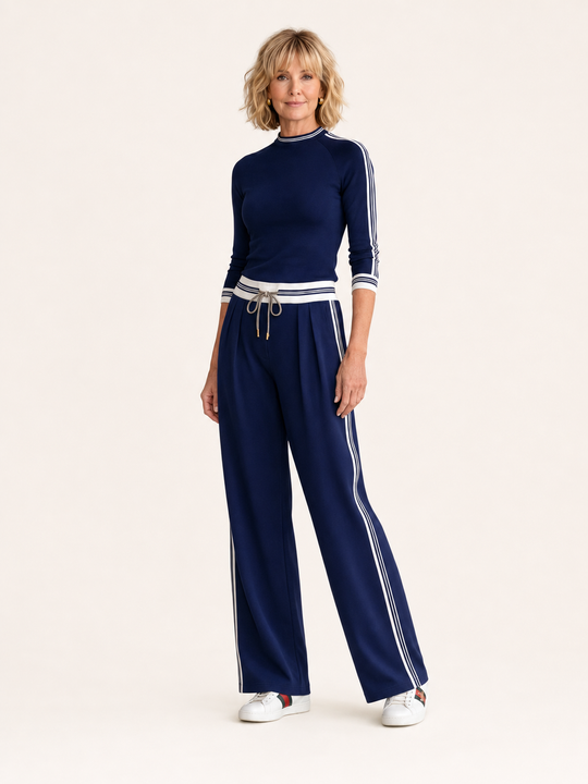 Luna | Top Aderente a Maniche Lunghe e Pantaloni a Gamba Larga