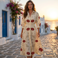Beige fiori rossi