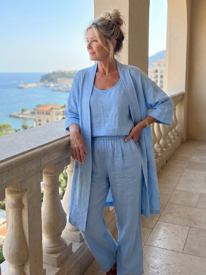 Renata | Set Relaxed a Tre Pezzi con Top e Pantaloni