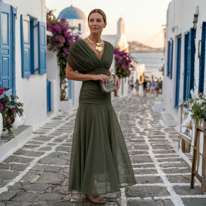 Xenia | Abito Lungo Elegante con Scollo a V