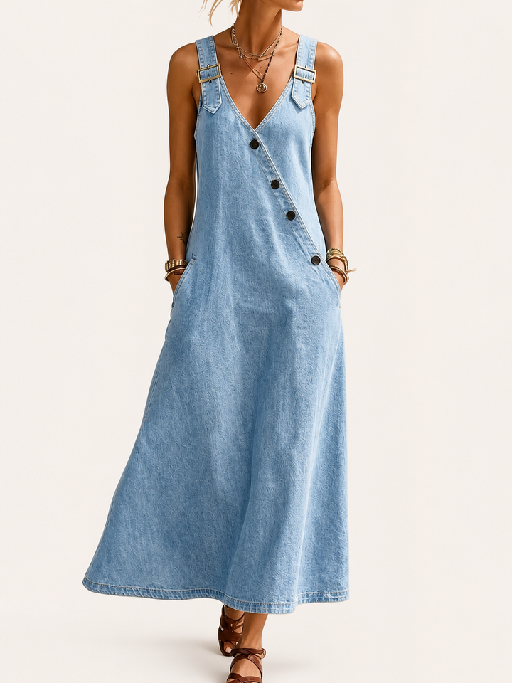 Vera | Abito Lungo in Denim con Bottoni