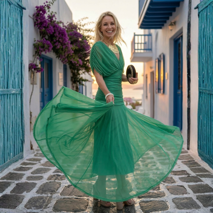 Xenia | Abito Lungo Elegante con Scollo a V
