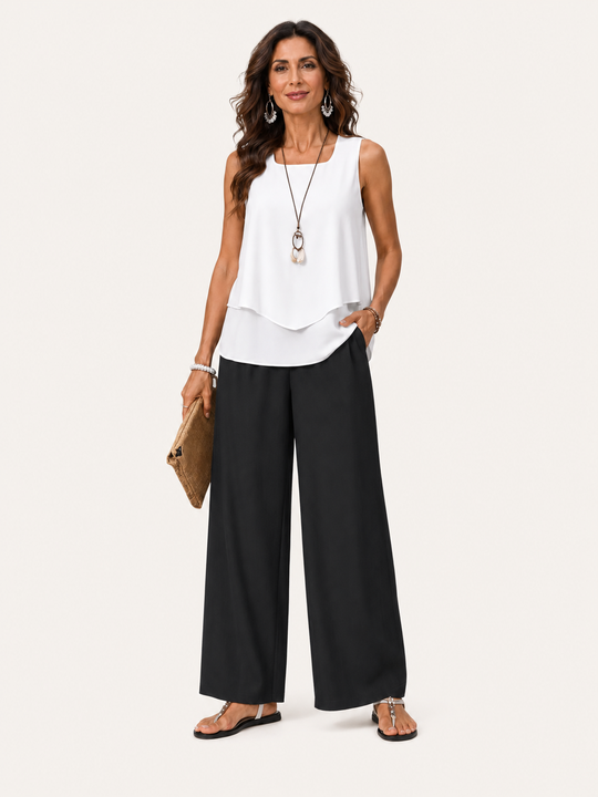 Gregoria | Coordinato Bicolore Blusa Bianca e Pantalone Nero