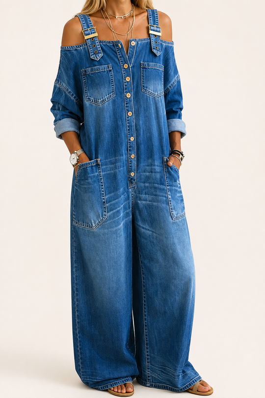 Sofia | Salopette in Denim con Spalle Scoperte