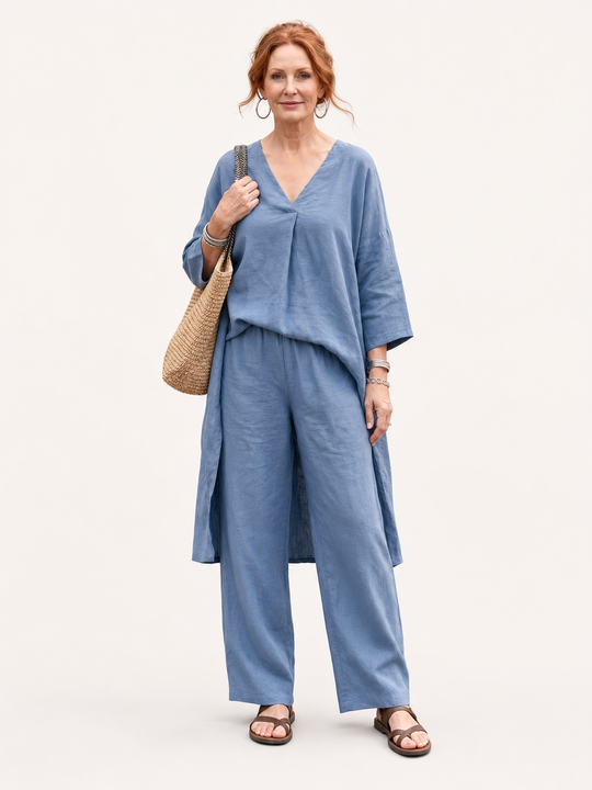 Madalena | Set Tunica Ampia e Pantaloni a Gamba Larga