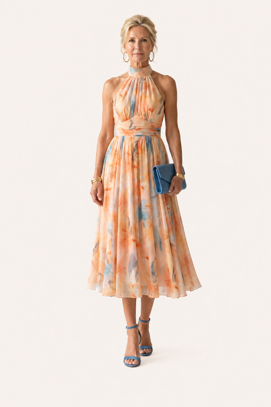 Rita | Abito Midi con Scollo Morbido all’Americana