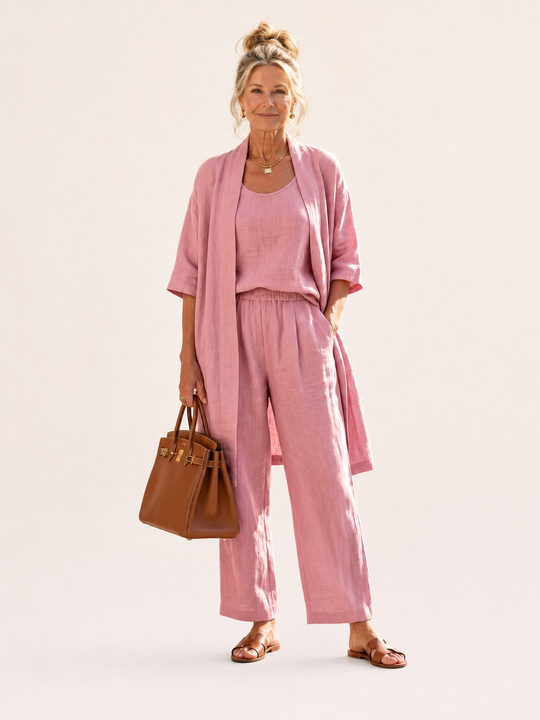 Renata | Set Relaxed a Tre Pezzi con Top e Pantaloni