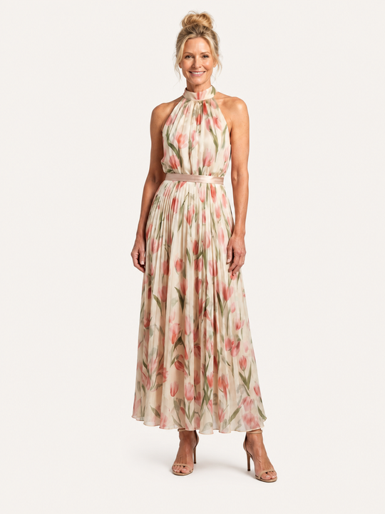 Aurelle | Abito Midi Floreale con Scollo Halter