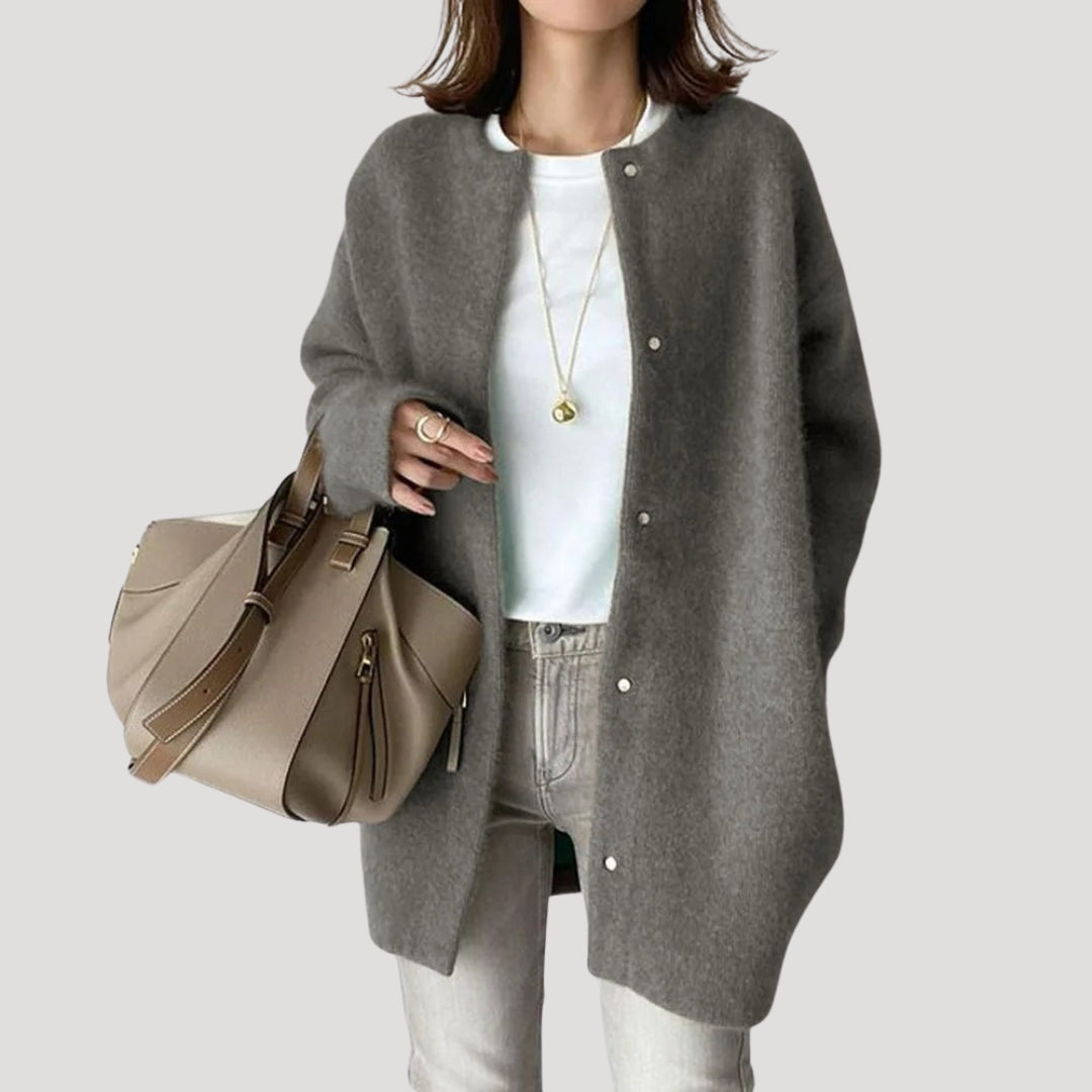 Cardigan lungo da donna in lana, morbido e accogliente