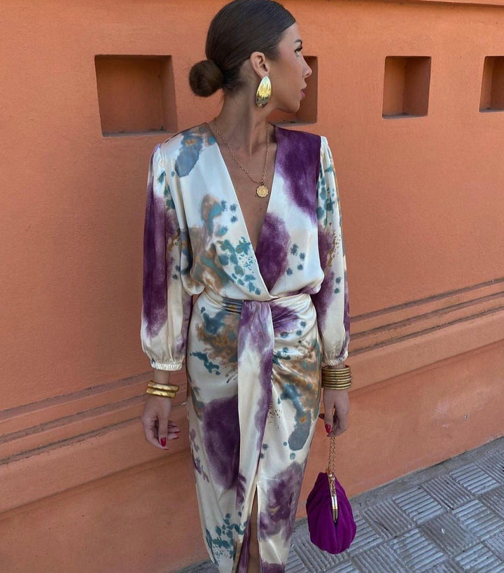 Valeria | Abito in Raso con Scollo a V