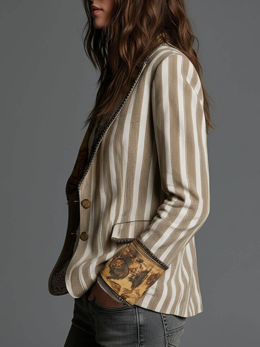 Suzanne | Blazer a Righe con Colletto Stampato - immagine 2
