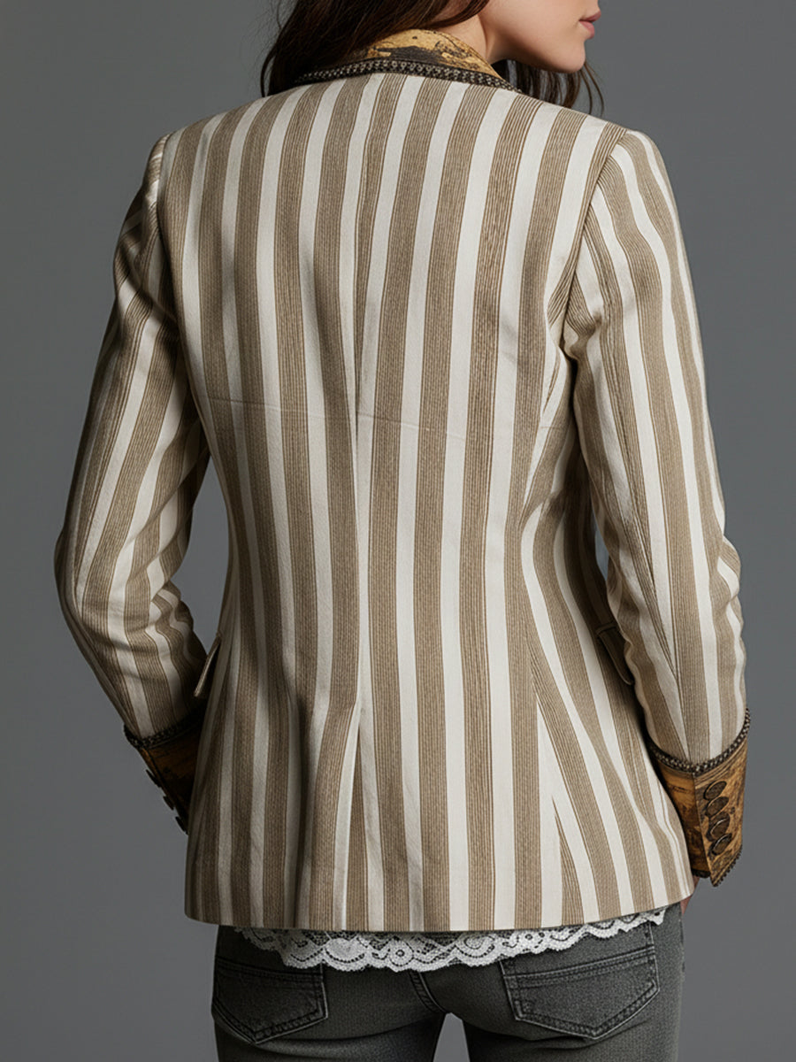 Suzanne | Blazer a Righe con Colletto Stampato - immagine 3