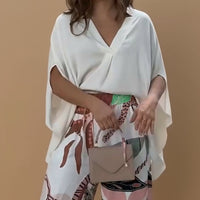 Blusa Bianca + Pantaloni Stampati