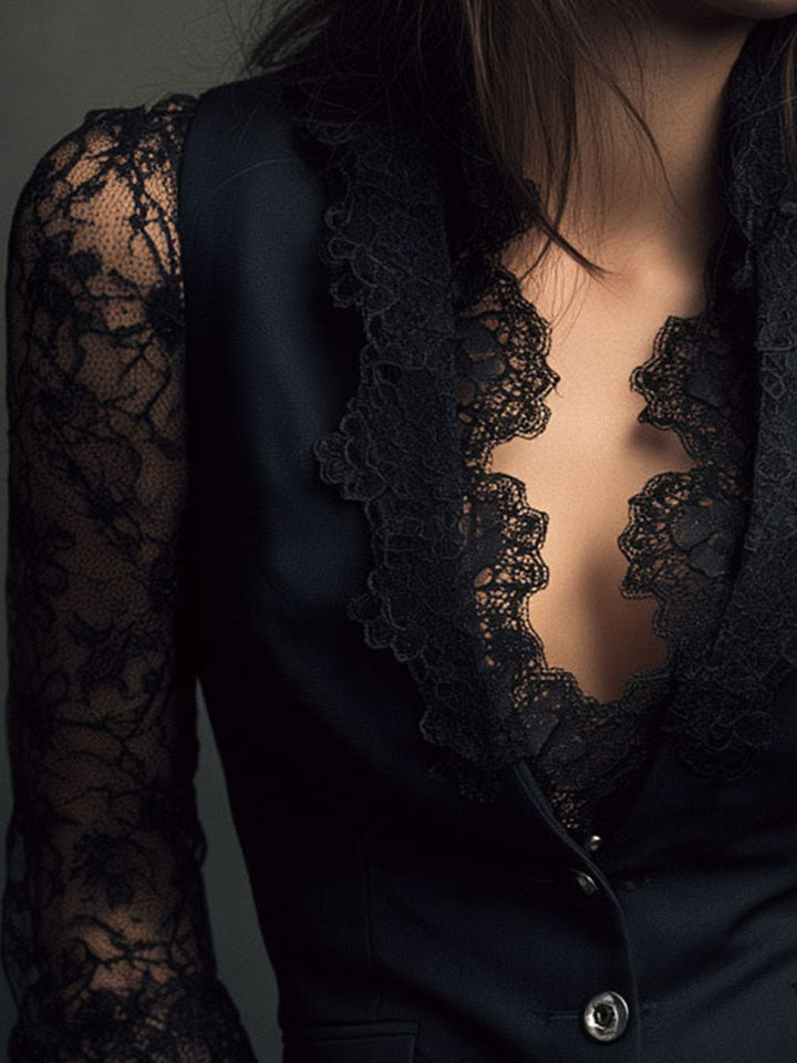 Noémie | Blazer Nero con Maniche Trasparenti - immagine 17