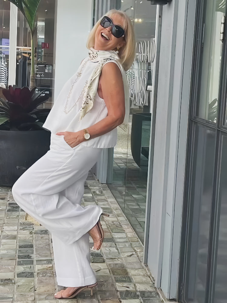 Trinidad | Coordinato Bianco Blusa e Pantalone Ampio