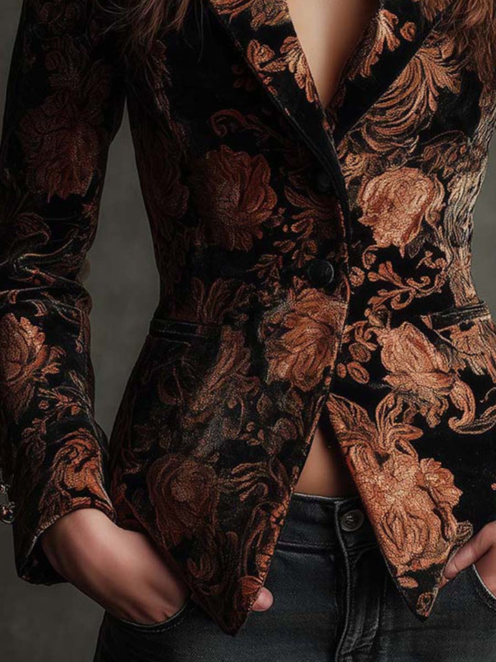 Bertille | Blazer Floreale Nero e Bronzo - immagine 5
