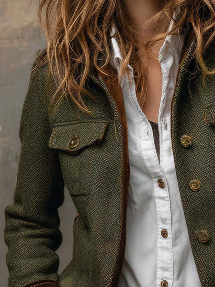 Honorine | Blazer Vintage Chevron con Profili a Contrasto - immagine 4