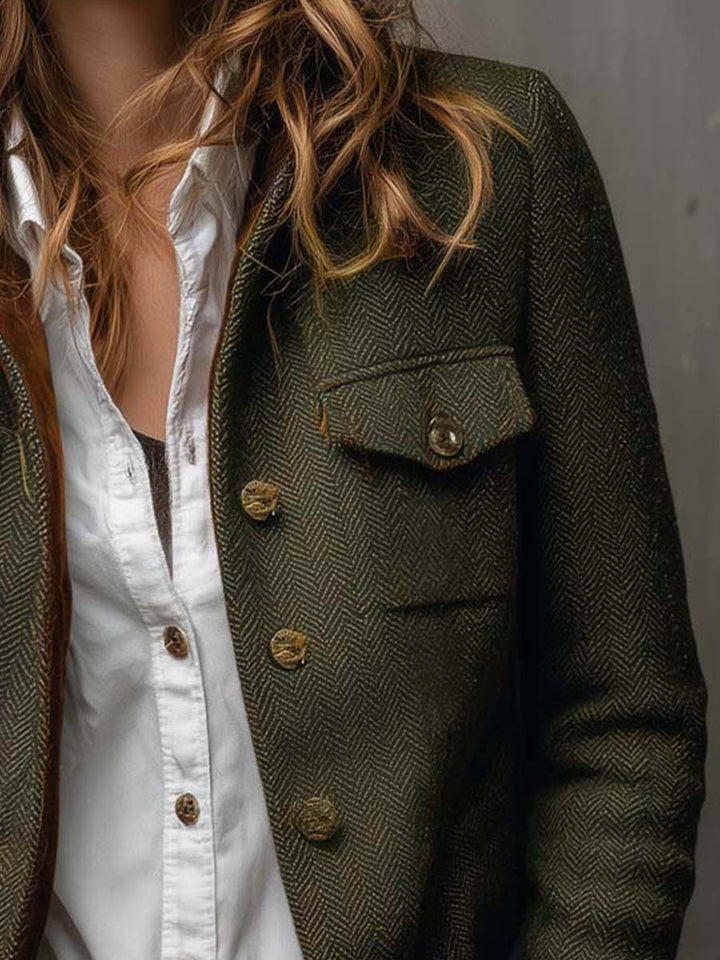Honorine | Blazer Vintage Chevron con Profili a Contrasto - immagine 6