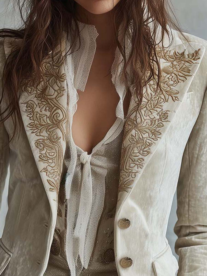 Constance | Blazer Sartoriale Avorio Ricamato - immagine 4