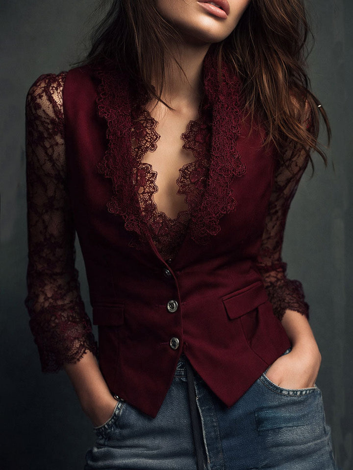 Noémie | Blazer Nero con Maniche Trasparenti - immagine 3
