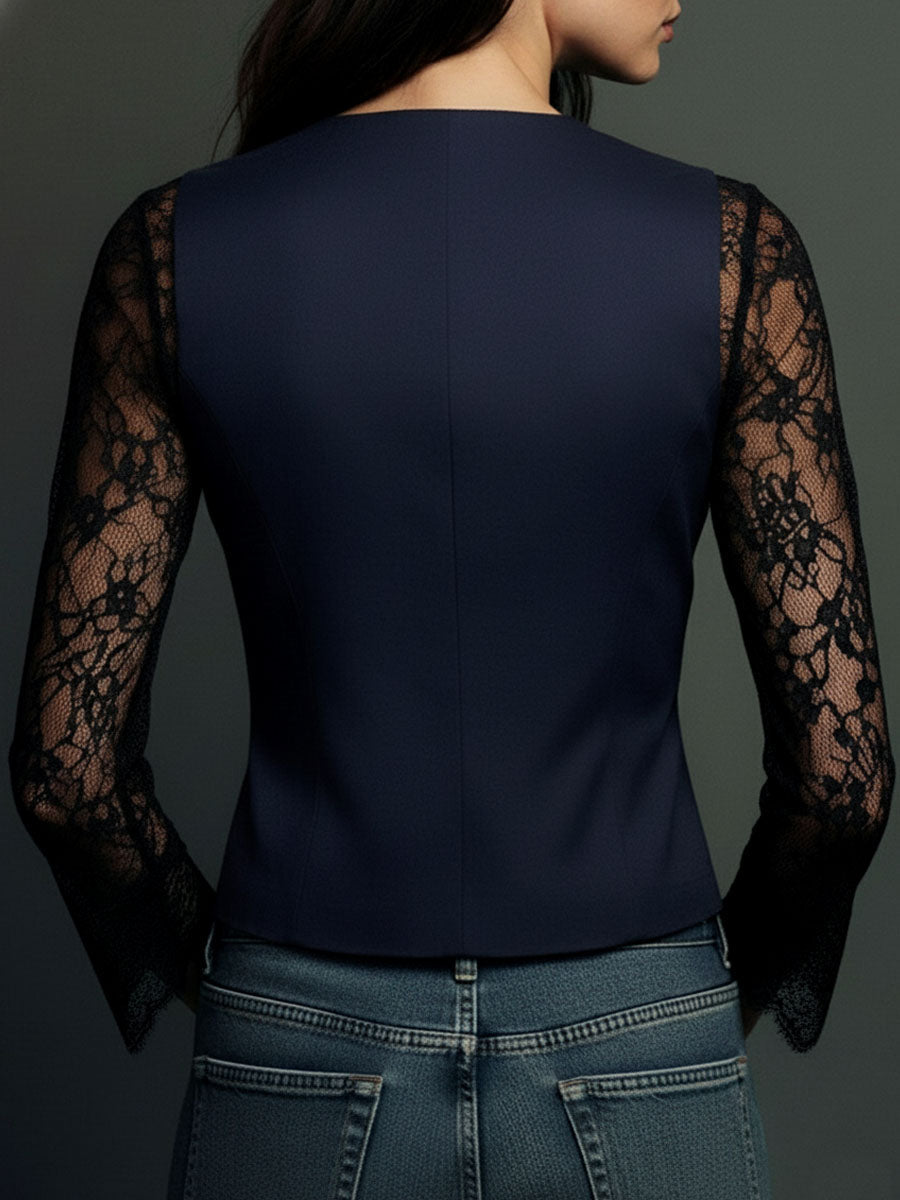 Noémie | Blazer Nero con Maniche Trasparenti - immagine 16