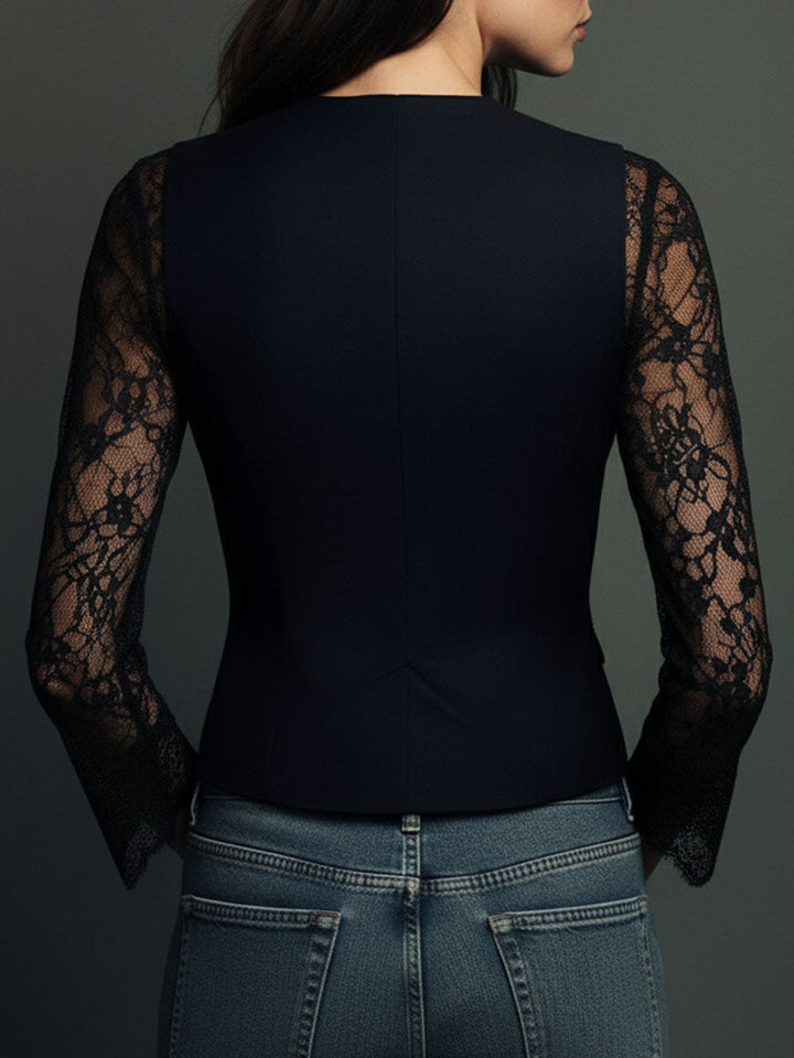 Noémie | Blazer Nero con Maniche Trasparenti - immagine 12