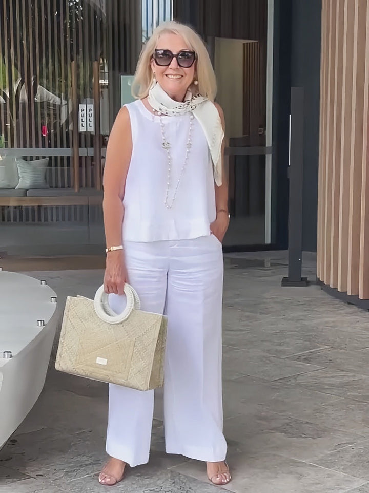 Trinidad | Coordinato Bianco Blusa e Pantalone Ampio
