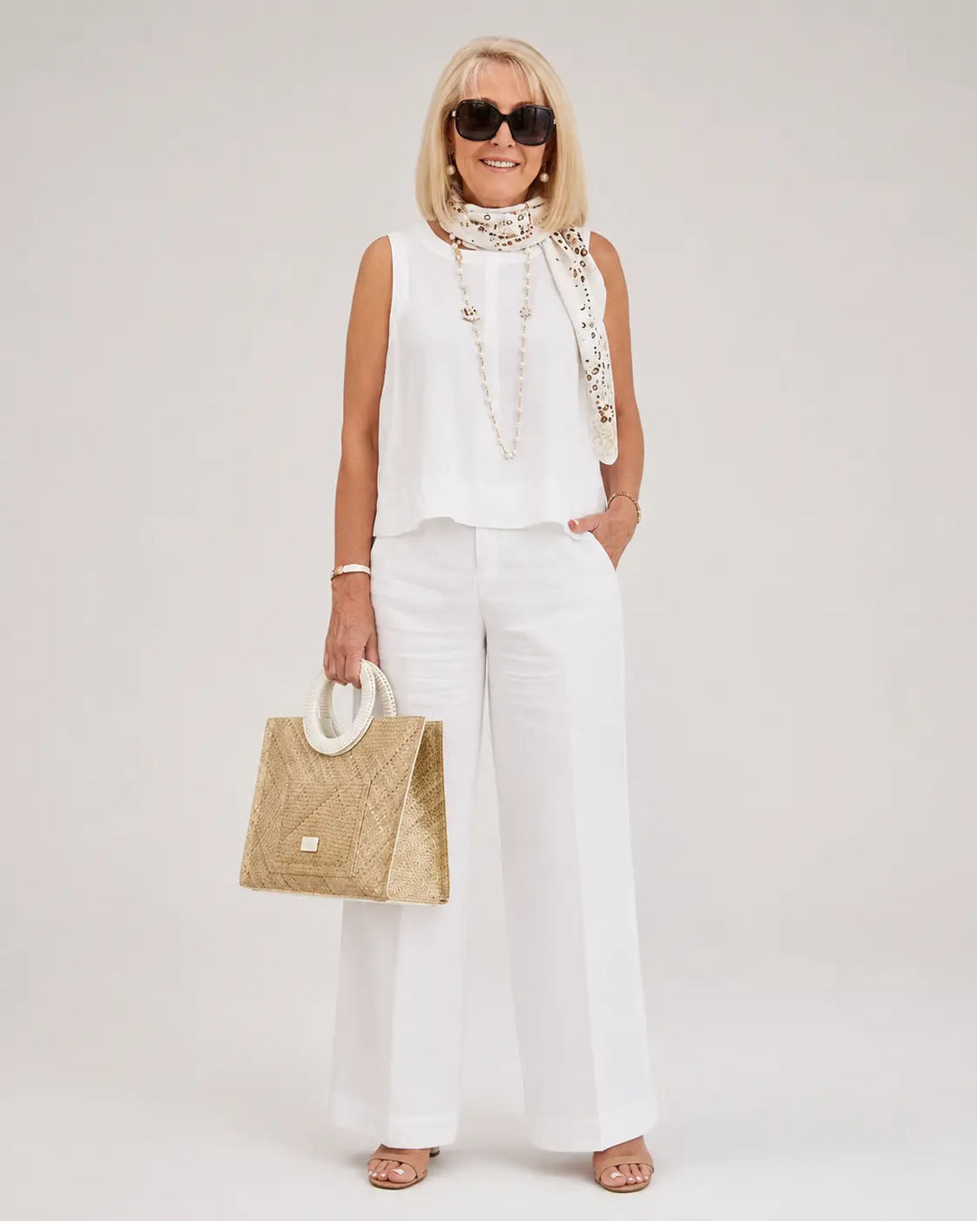 Trinidad | Coordinato Bianco Blusa e Pantalone Ampio