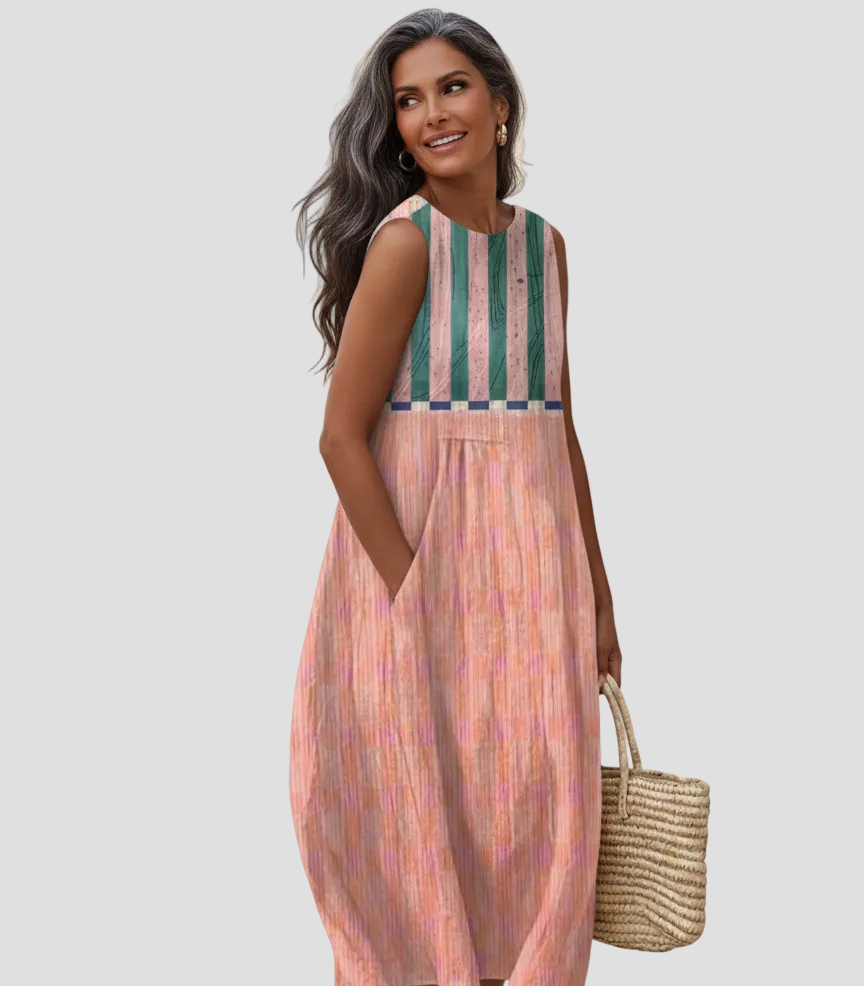 Barbara | Abito Midi Righe Pastello