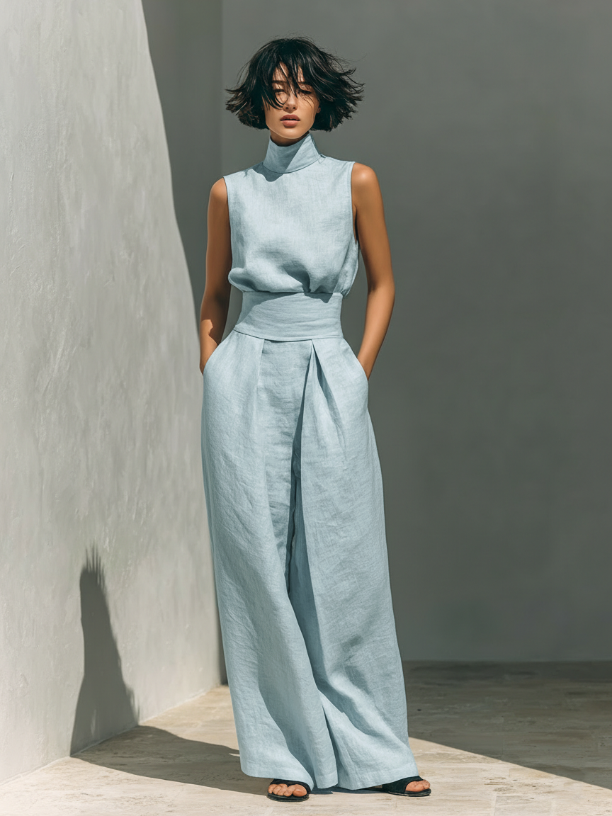 Venancia | Coordinato Minimalista Top e Pantalone Ampio