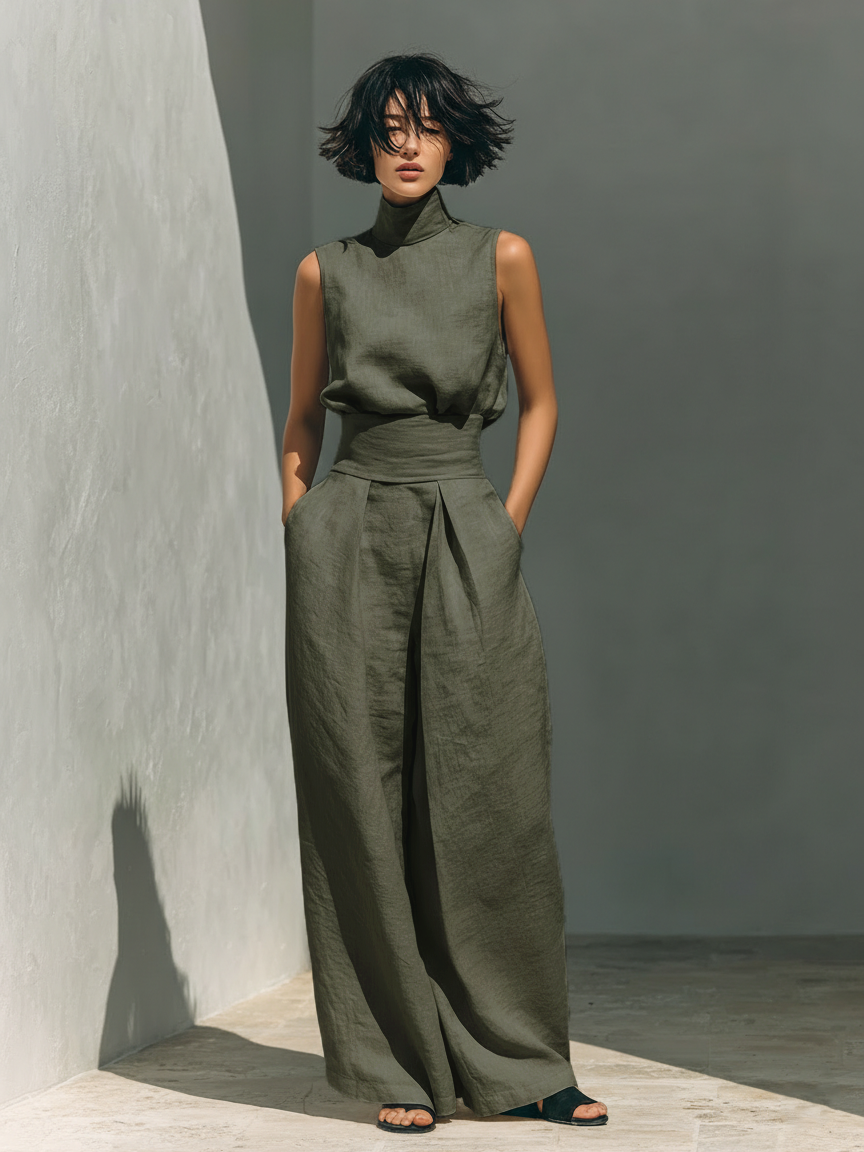 Venancia | Coordinato Minimalista Top e Pantalone Ampio