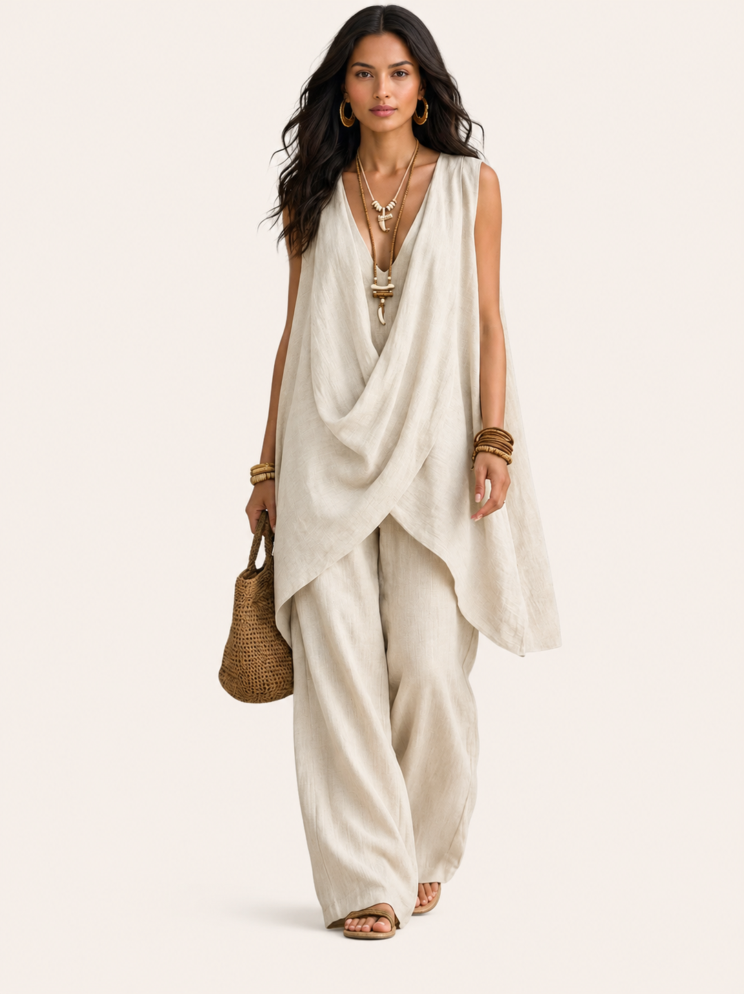 Ginevra | Coordinato Drappeggiato con Pantalone Ampio