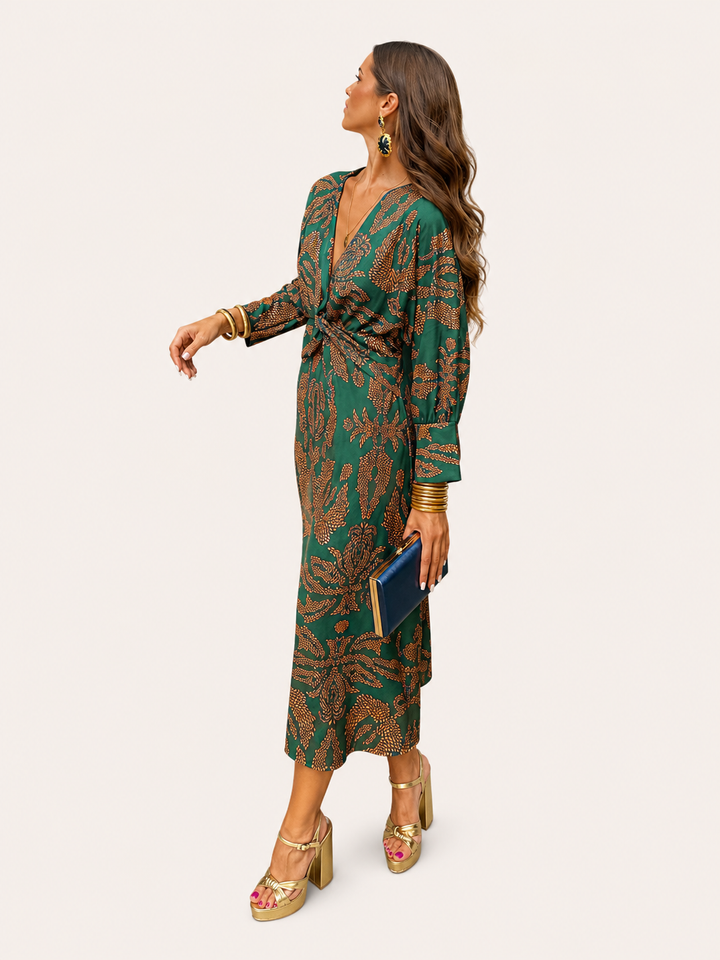 Isadora | Abito Midi Elegante con Stampa Delicata