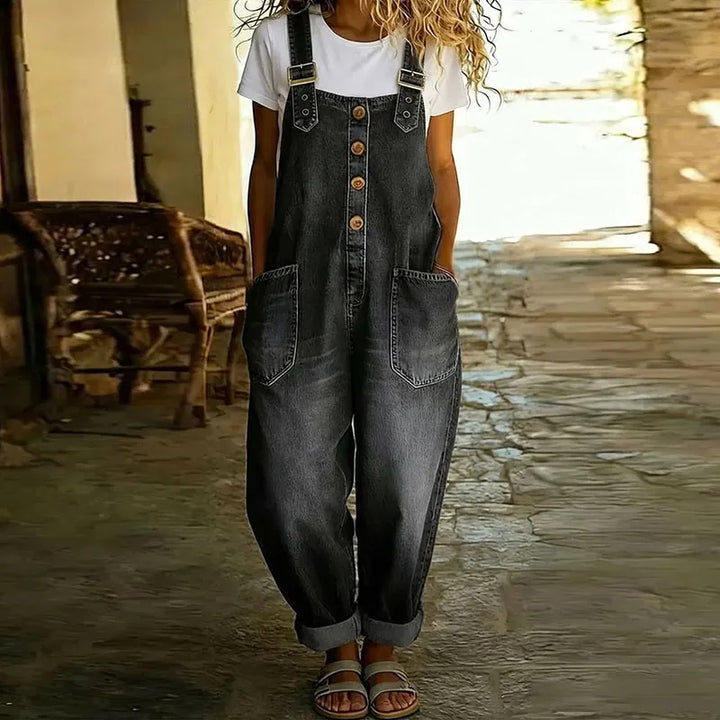 Mae | Salopette Vintage in Denim di Cotone con Bretelle Regolabili
