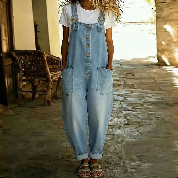 Mae | Salopette Vintage in Denim di Cotone con Bretelle Regolabili