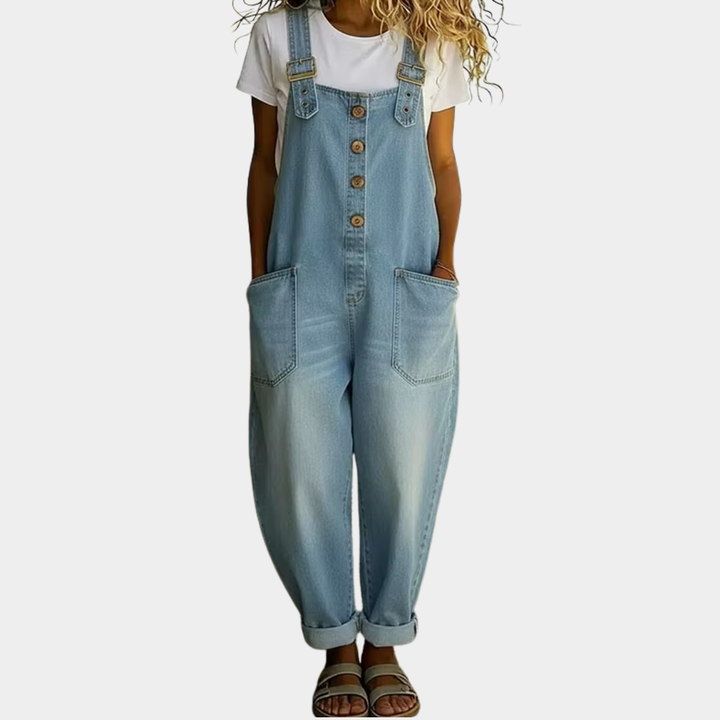 Mae | Salopette Vintage in Denim di Cotone con Bretelle Regolabili