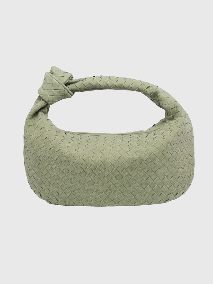 Celeste | Borsa Media Suede Intrecciata con Nodo